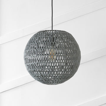 Luna 15.75" Bohemian Modern Woven Rattan/Iron LED Pendant